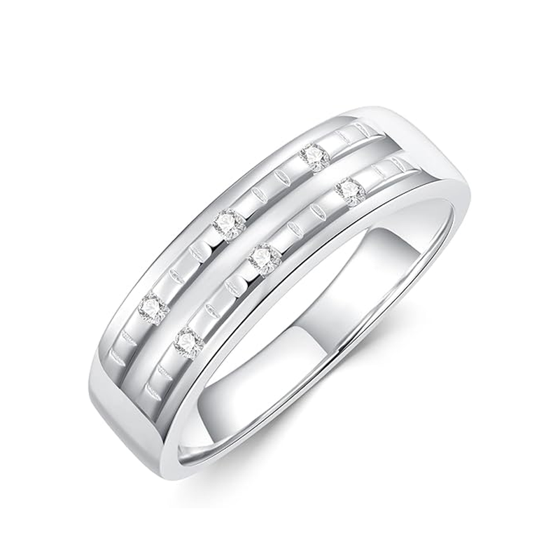 Anillo de compromiso de oro blanco de 10 quilates con moissanita para hombre-1