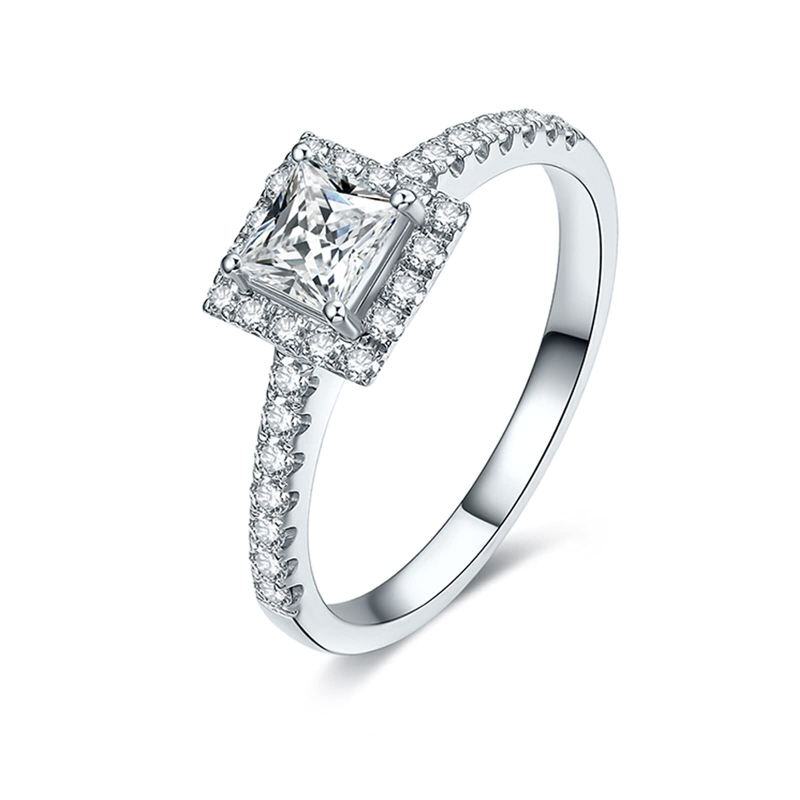 10K White Gold Moissanite Initial Personalised Letter Engraving Engagement Ring For Women-13