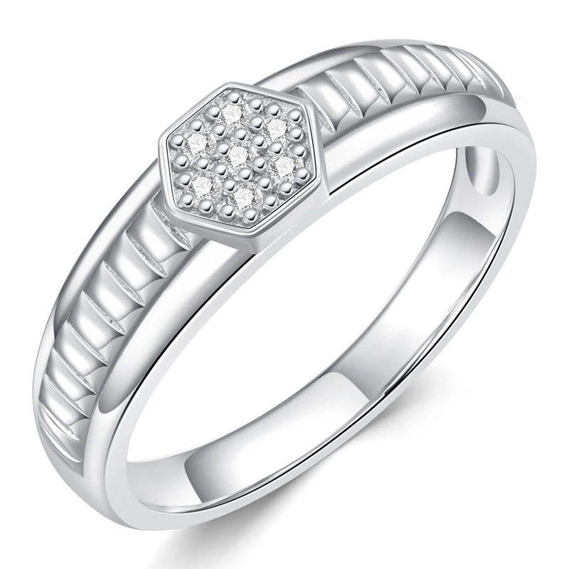 14K White Gold Moissanite Personalized Engraving Wedding Ring for Men-1