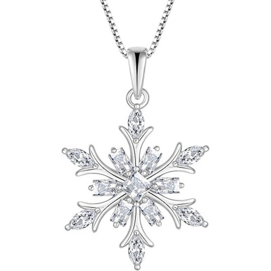 Collar con colgante de copo de nieve de moissanita en oro blanco de 14 quilates