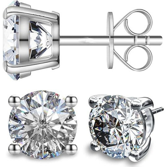 Aretes de tachuelas de moissanita en oro blanco 10K