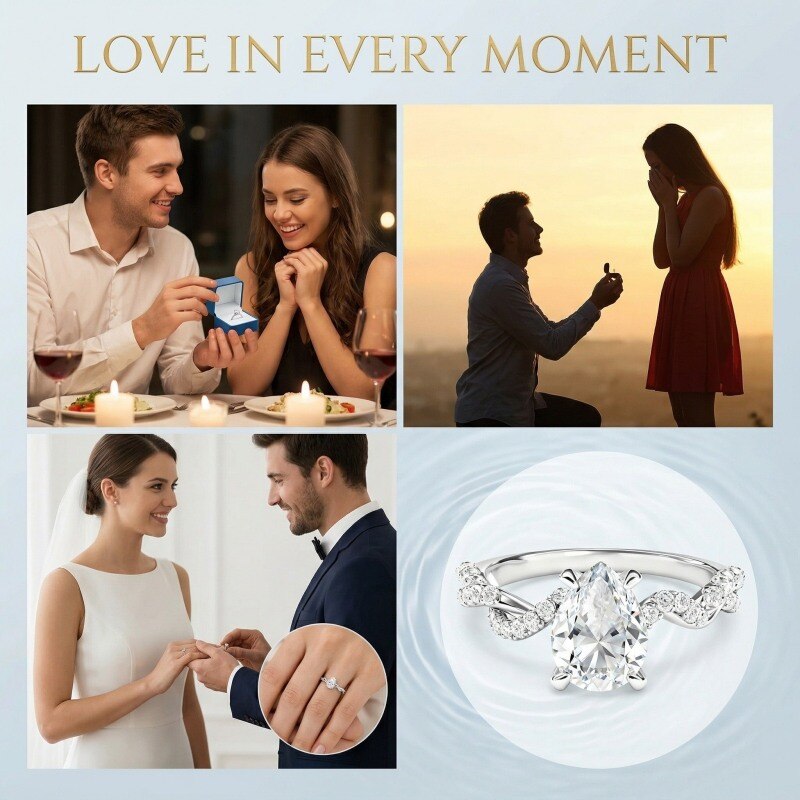 10K White Gold Pear Cut Lab Created Diamond Custom Engagement Ring D Color VVS1-VS1 Clarity 3EX IGI Certified-5