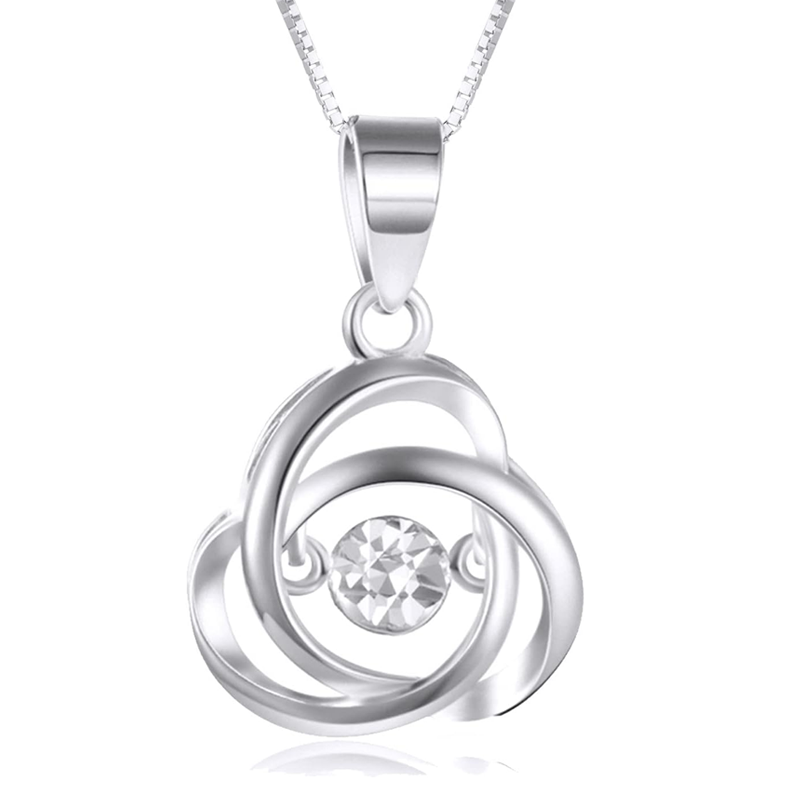 Collar de oro blanco de 14 quilates con nudo celta personalizado y piedra natal para mujer-1