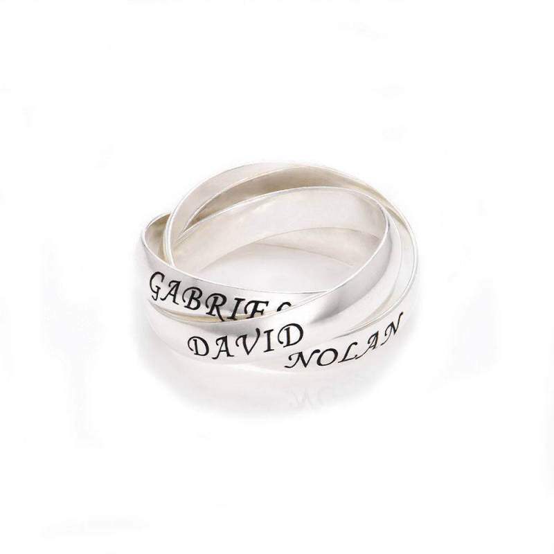 Anillo de oro blanco de 10 quilates con grabado personalizado para mujer-1