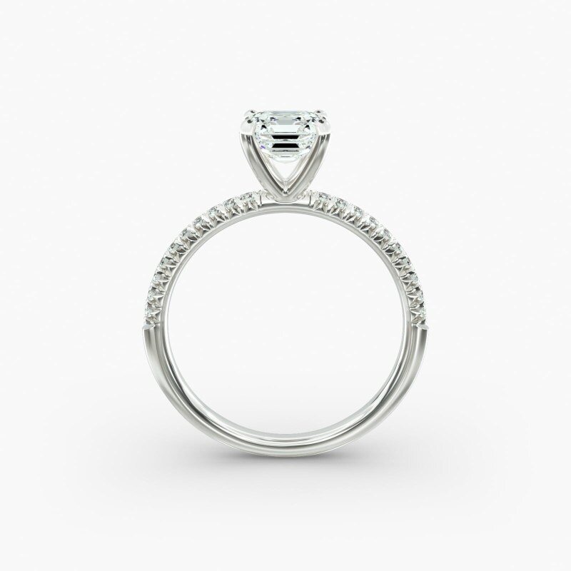 Anillo de compromiso de oro blanco de 10 quilates con pavé de diamantes de laboratorio-6