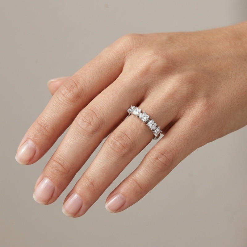 14K White Gold Princess Cut Laboratory Diamonds Custom Wedding Ring-2