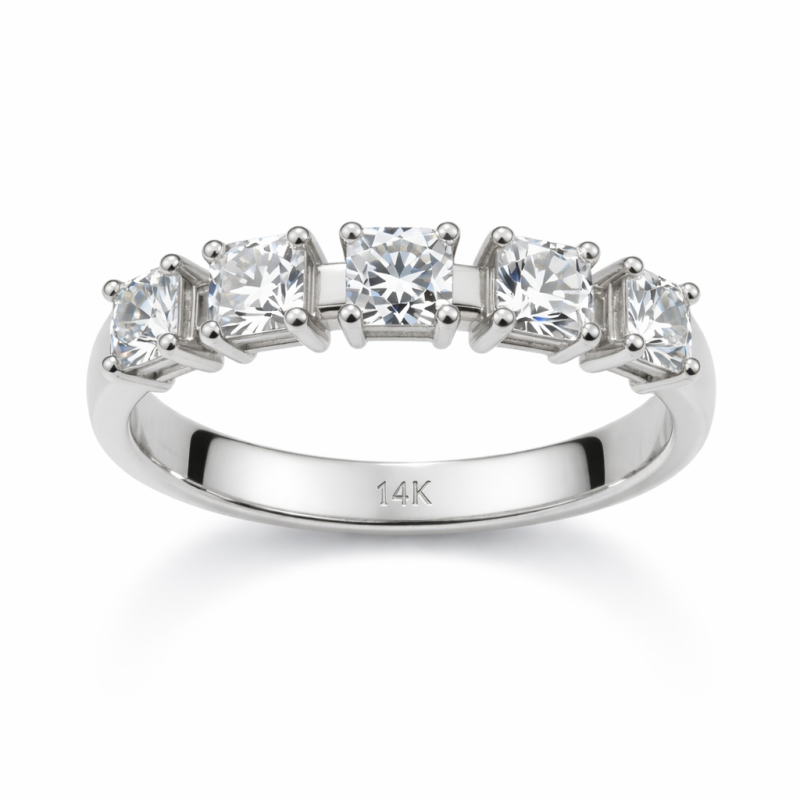 10K Weißgold Prinzessin-Schliff Labor-Diamanten personalisierter Ehering-17