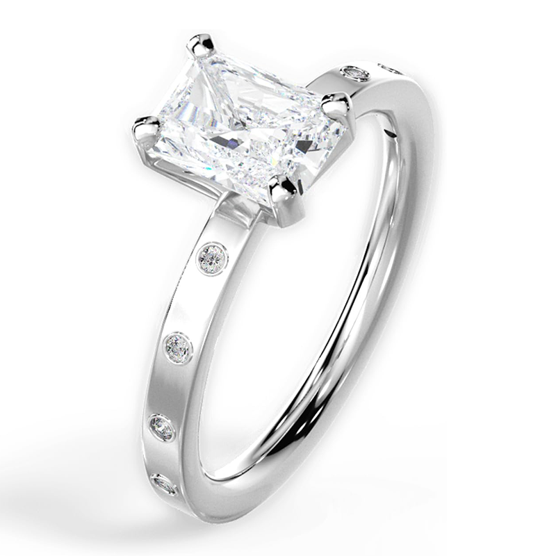 Bague de mariage en or blanc 10 carats avec moissanite de princesse-2