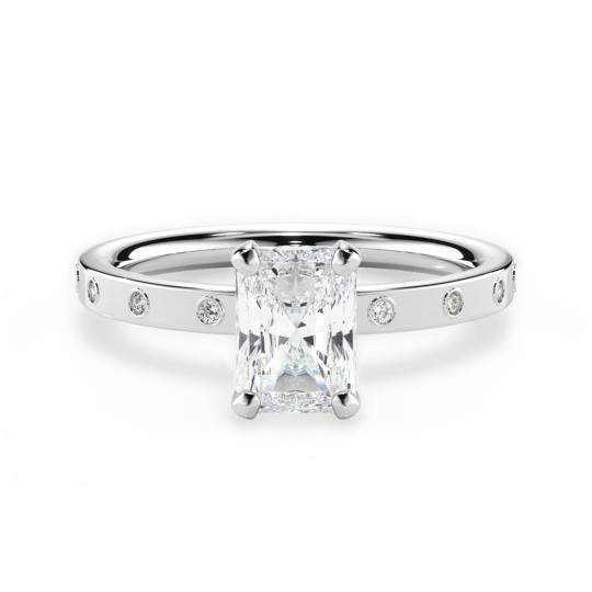 Anillo de boda de oro blanco de 10 quilates con moissanita princesa
