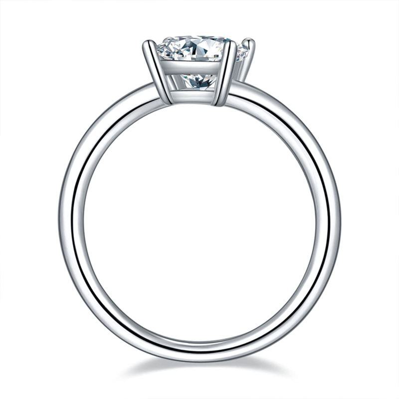 10K White Gold Princess-square Shaped Moissanite Personalized Engraving Ring-2