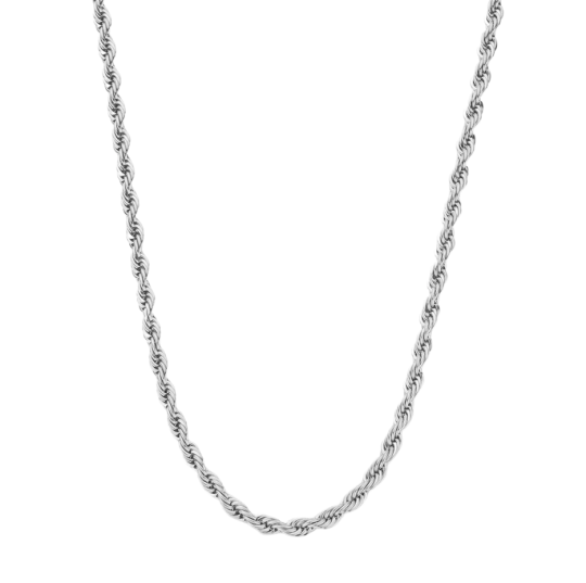 Collar de cadena de cuerda de plata de ley para hombre, 5 mm