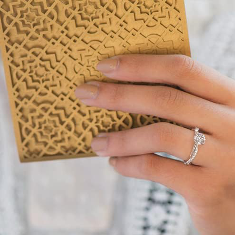 Bague de mariage en or blanc 14K avec moissanite-3