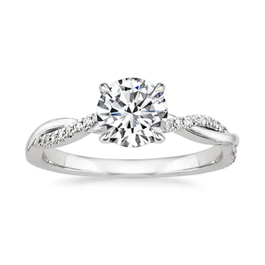 10K White Gold Round Cubic Zirconia Wedding Ring