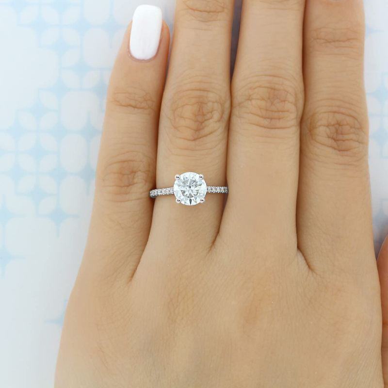 10K White Gold Round Cubic Zirconia Wedding Ring-3