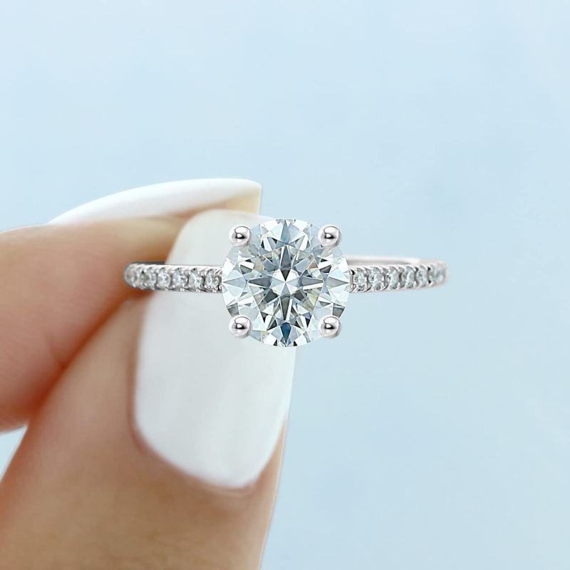 10K White Gold Round Cubic Zirconia Wedding Ring-4