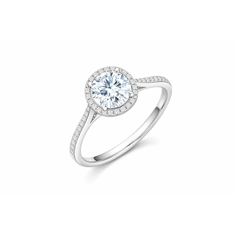 18K White Gold Round Cut Moissanite Engagement Ring-4