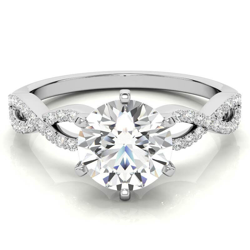 10K White Gold Round Cut Moissanite Engagement Ring-1