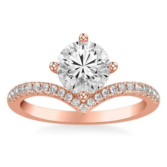 Anillo de compromiso de oro blanco de 10 quilates con moissanita de talla redonda