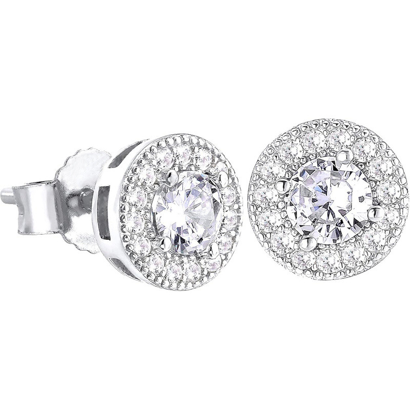 Boucles d'oreilles à clous en or blanc 14K avec moissanite taillée ronde-1