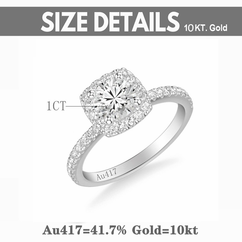 Anillo de compromiso de moissanita en forma circular de oro blanco de 14 quilates-8