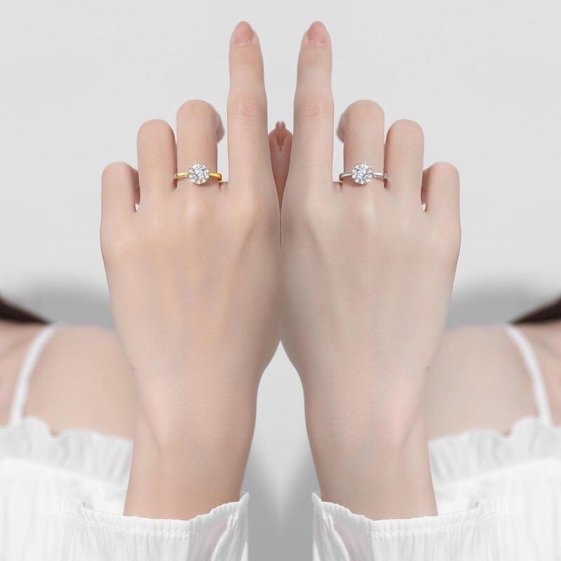 Bague de fiançailles en or 18 carats avec halo de moissanite taille ronde de 1 carat-2