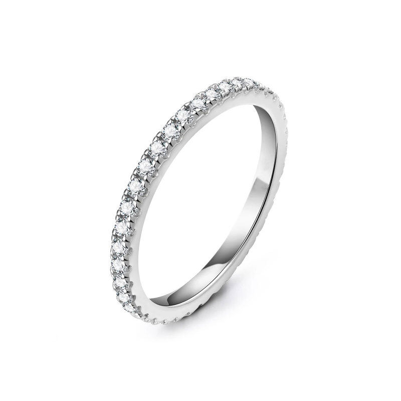 Alliance en or blanc 18 carats avec moissanite ronde-1