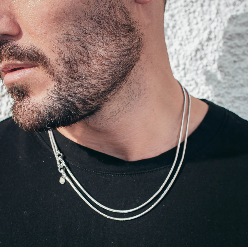 Collier en chaîne serpentine en or blanc 18K, 2 mm-2