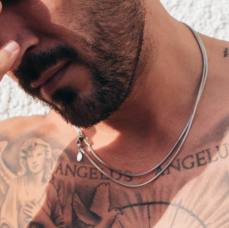 Collier en chaîne serpentine en or blanc 18K, 2 mm-3