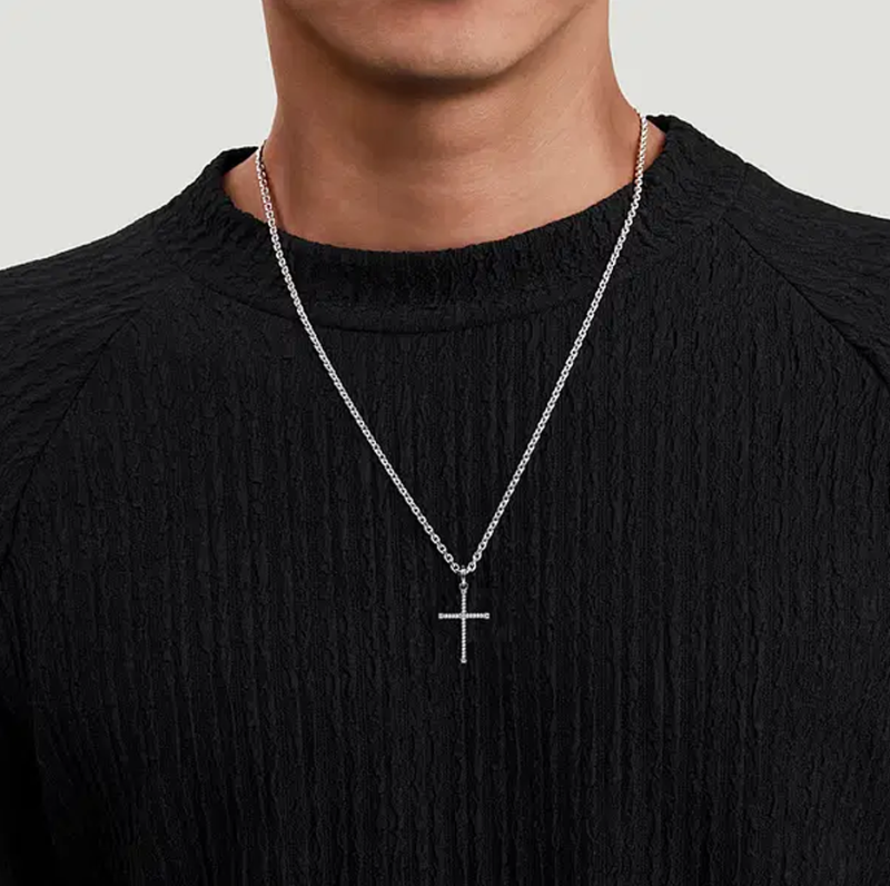 10K Białe Złoto Skręcony Krzyż Wisiorek Charms-2