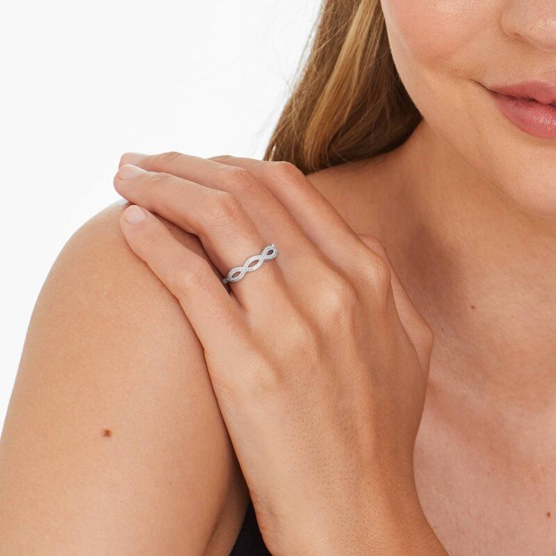 Anillo de boda vintage con forma de infinito en oro blanco de 14 quilates, 1,8 mm-3