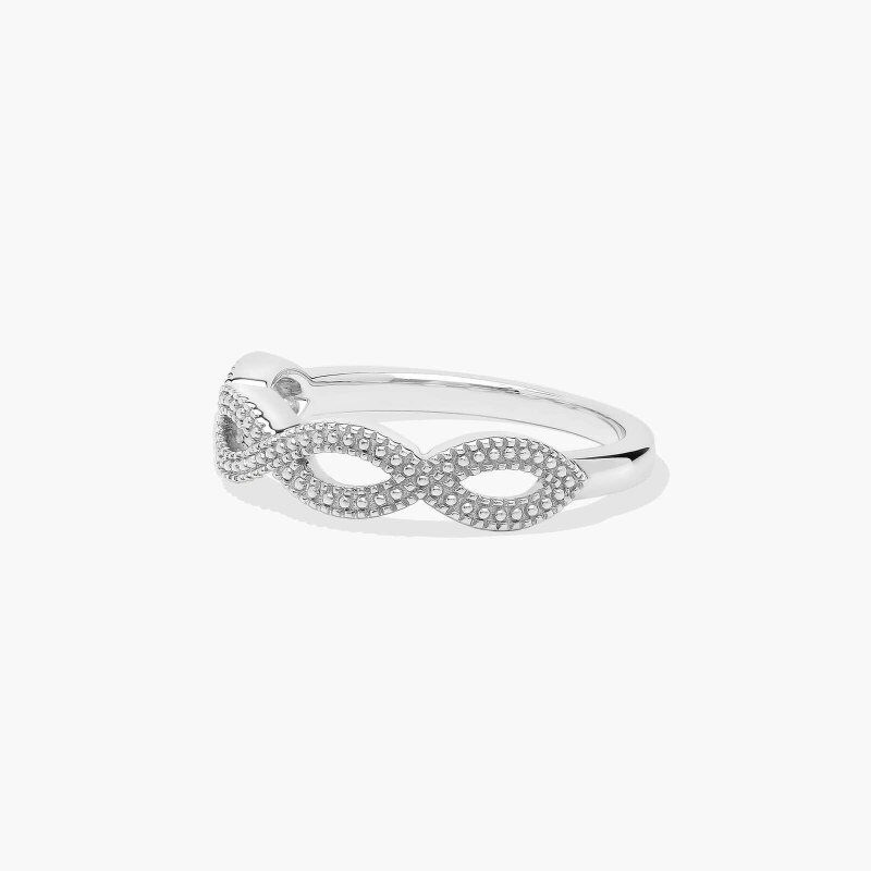Anillo de boda vintage con forma de infinito en oro blanco de 14 quilates, 1,8 mm-4