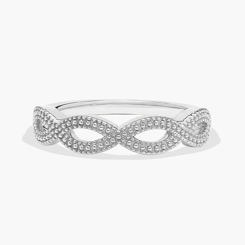Anillo de boda vintage con forma de infinito en oro blanco de 14 quilates, 1,8 mm-1