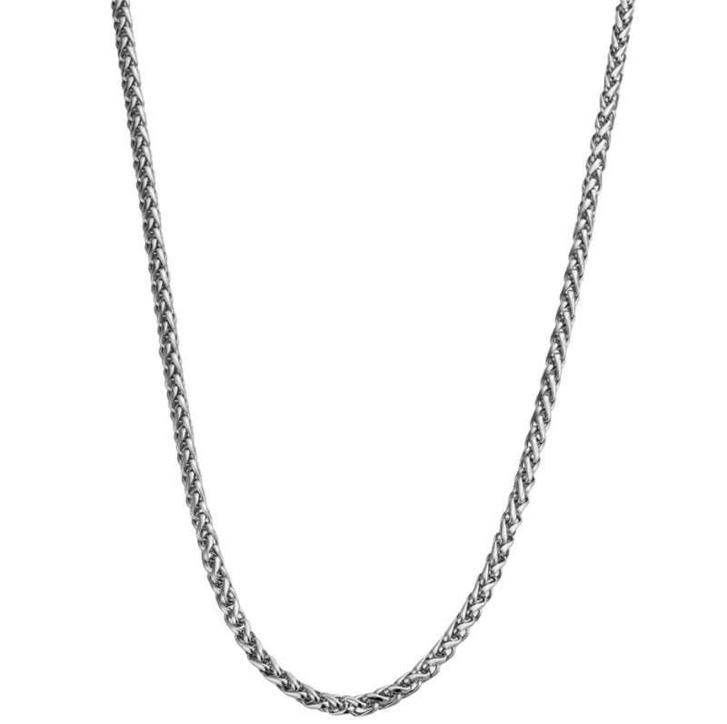 Collier chaîne blé en or blanc 14 carats pour homme, 5 mm-1