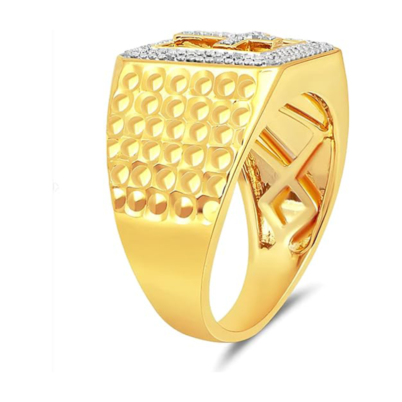 10K White Gold & Yellow Gold Cross Signet Ring for Men-4