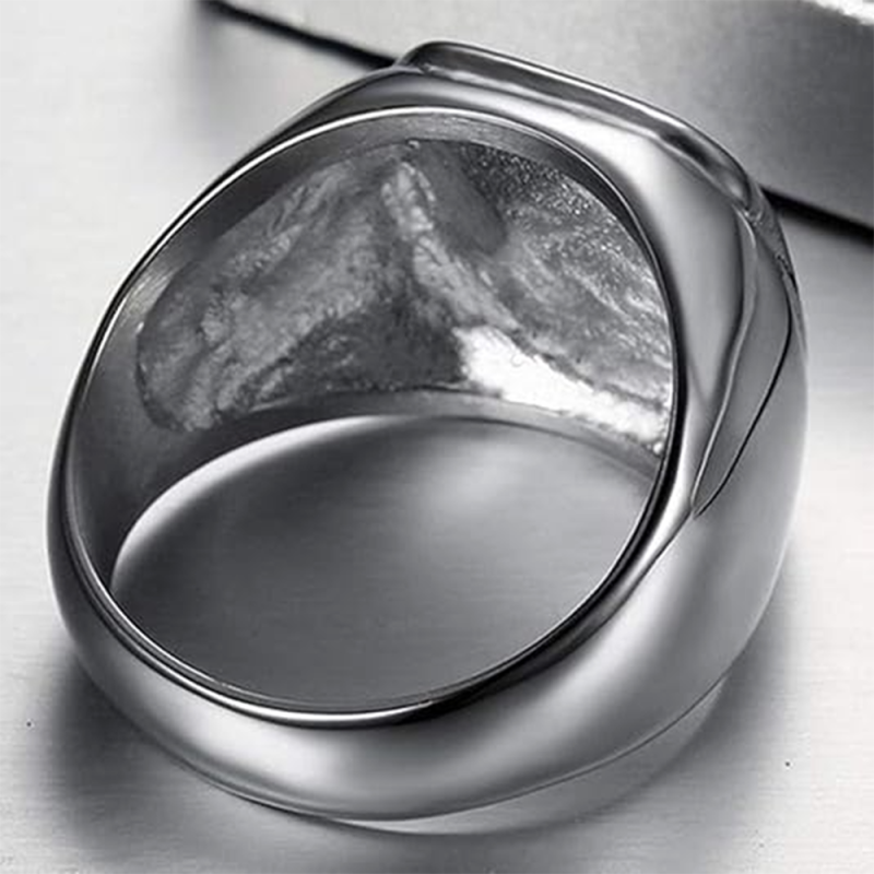 Siegelring für Herren aus 10 Karat Weißgold und Gelbgold mit Freimaurer-Motiv-4