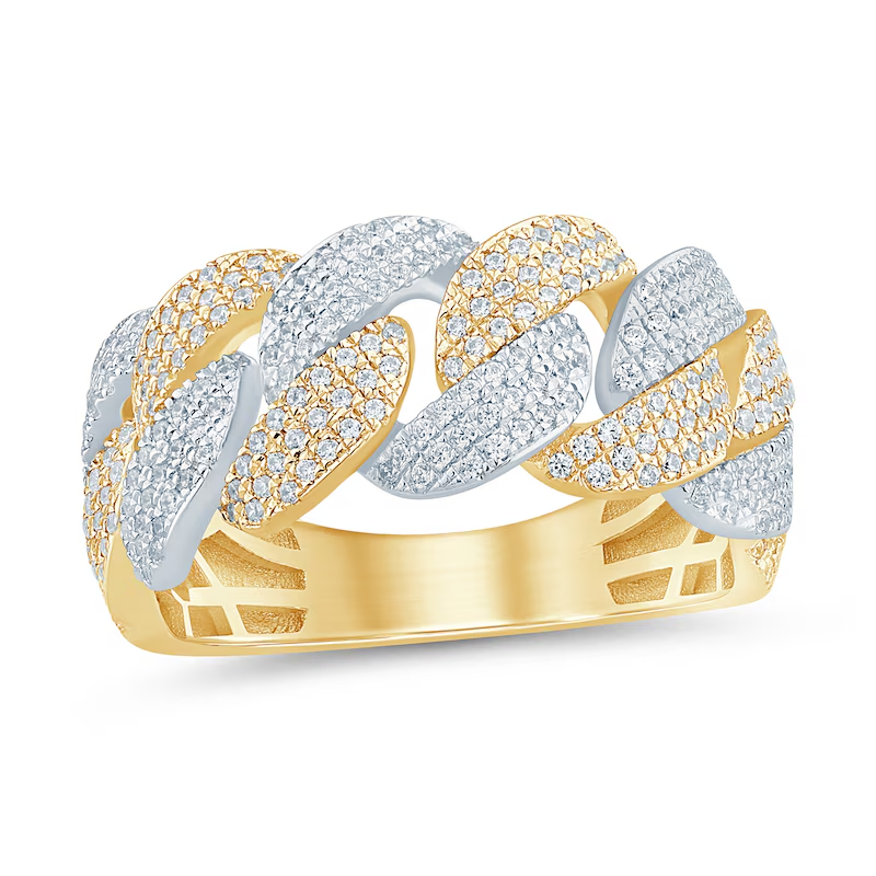 10 Karat Weißgold Gelbgold runder Diamant individueller Paarring für Männer I Farbe I3 Klarheit 3EX IGI-zertifiziert-3