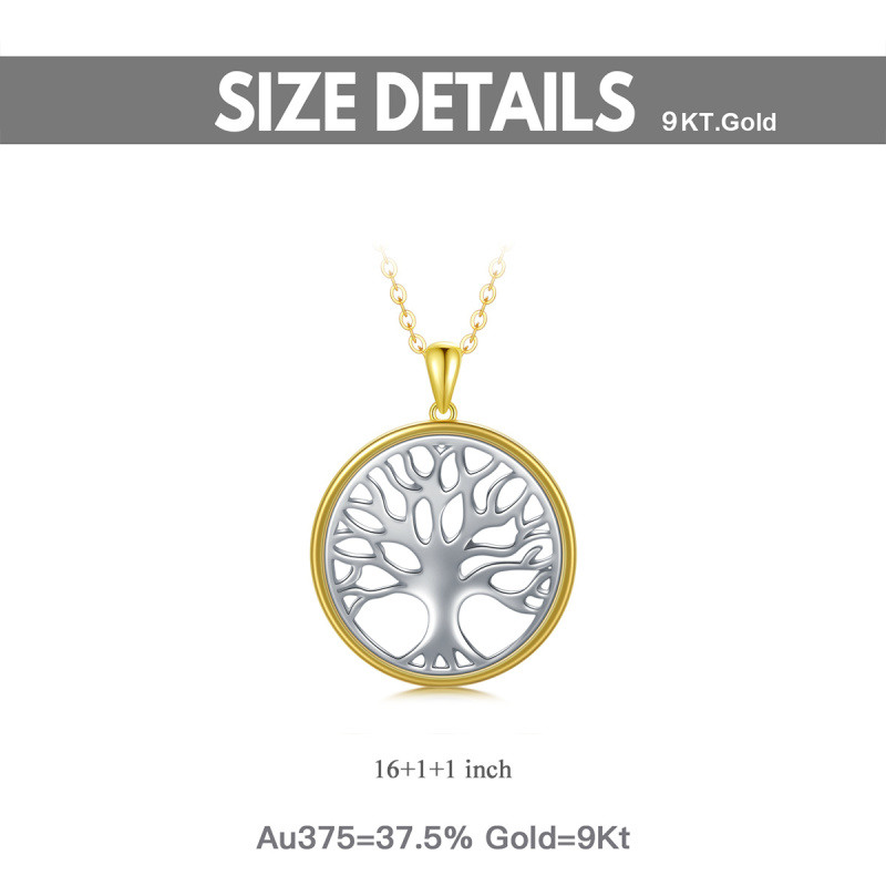Collar Colgante Árbol de la Vida Oro Blanco y Oro Amarillo 10K-5