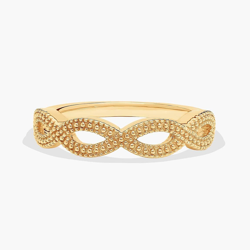 Anillo de boda vintage con símbolo de infinito en oro amarillo de 14 quilates, 1,8 mm-1