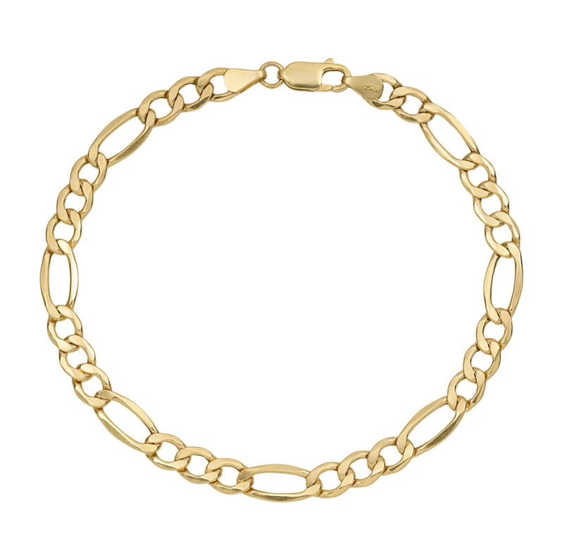 10K Yellow Solid Gold Figaro Link Anklet 1.8mm-1