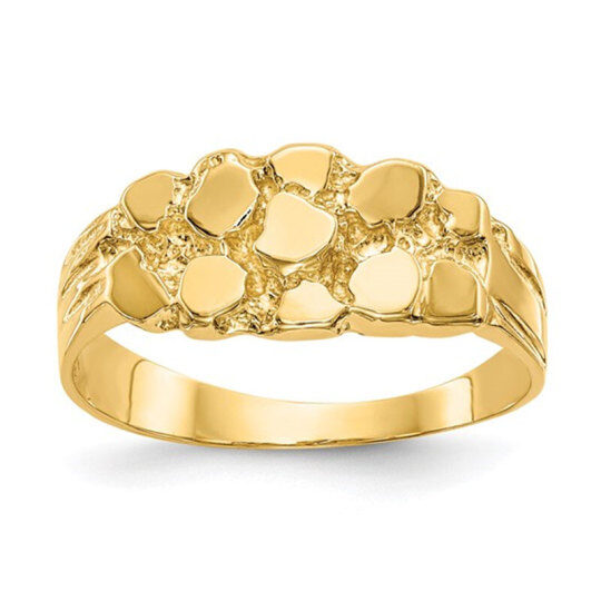 10K Yellow Solid Gold Nugget Ring