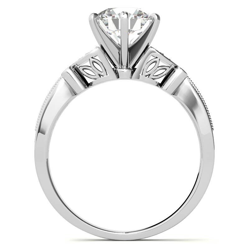 Bague de fiançailles personnalisée en or blanc 10 carats avec diamant rond de laboratoire, motif papillon inspiré de la nature-3
