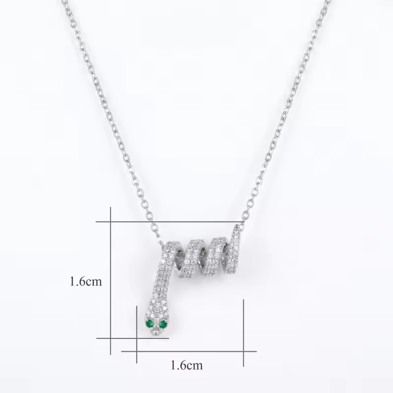 Collar con colgante de serpiente de cristal de plata de ley-6