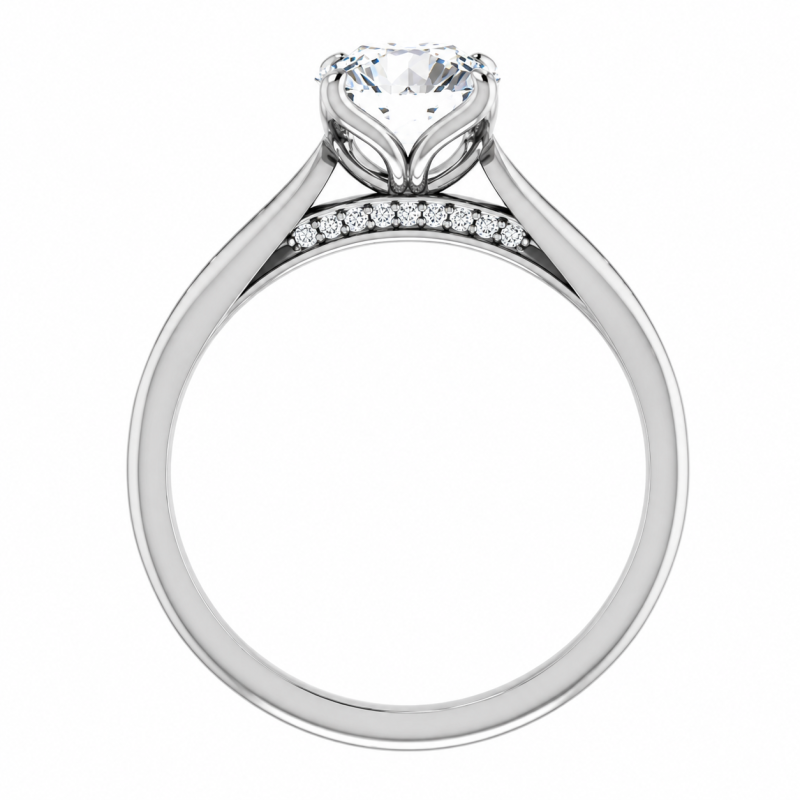 Bague de fiançailles personnalisée en or blanc 10 carats avec diamant rond de laboratoire, forme tulipe inspirée par la nature-5