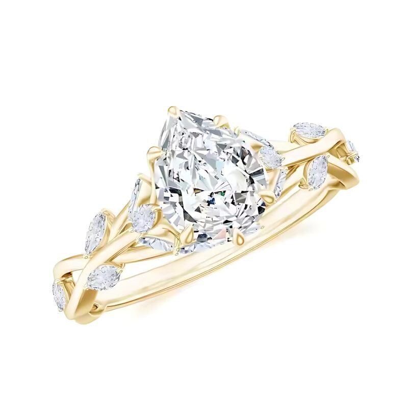 10K Gold Pear Cut Custom Engagement Ring Promise Bride Band-1