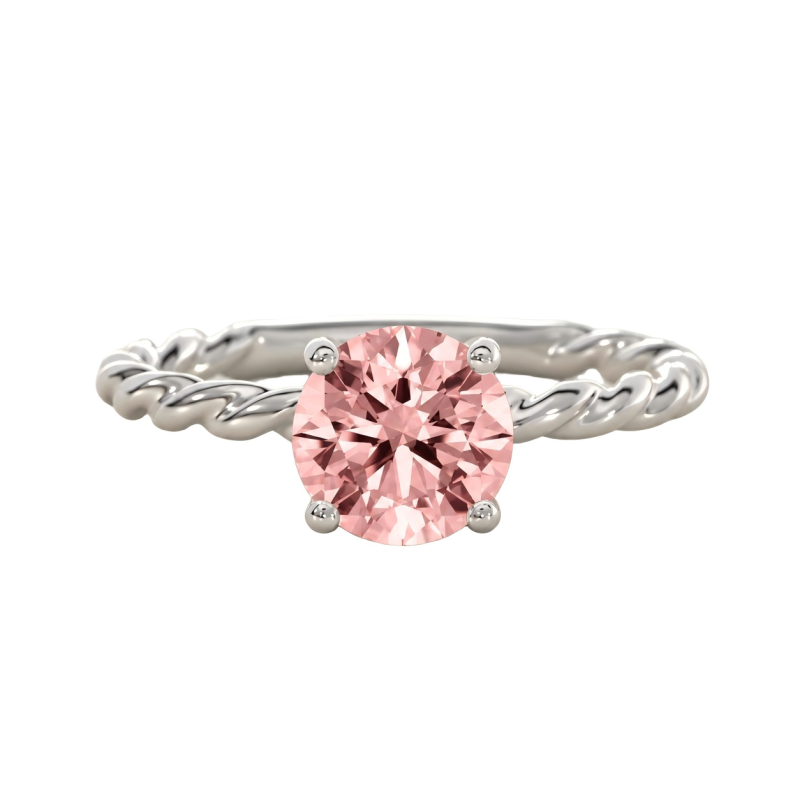 10K White Gold Round Cut Pink Morganite Solitaire Engagement Ring-5