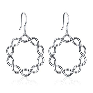 Sterling Silver Round Drop Earrings-56