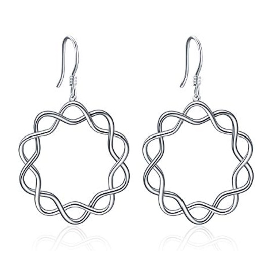 Boucles d'oreilles pendantes rondes en argent sterling