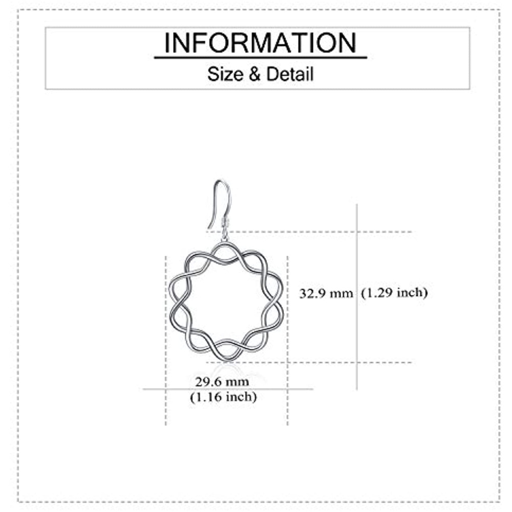 Sterling Silver Round Drop Earrings-5