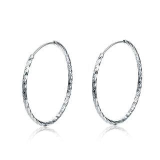 Sterling Silver Round Hoop Earrings-8