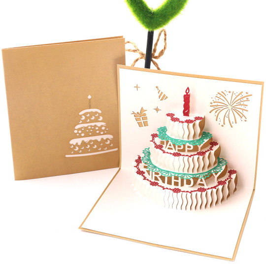 Carte de gâteau d'anniversaire 3D pour votre bien-aimé